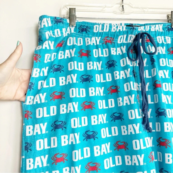 Mens Old Bay Maryland Crab Pajama Pants Drawstring Pockets Blue Red - Picture 3 of 7